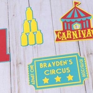 Carnival Die Cuts: Circus Tent, Ticket, Game, Number