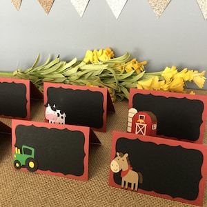 Farm Theme Black Label Food Tent Cards/Food Labels - Farm Theme Birthday - Barnyard Theme Birthday Party - Farm/Barnyard Babyshower