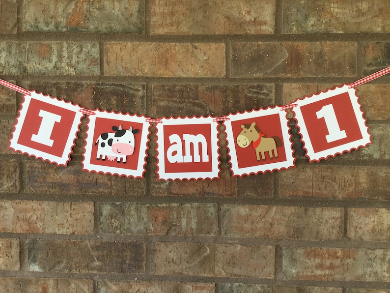 Farm themed I am 1 banner, Barn themed birthday, Farm themed highchair banner, Barn themed highchair banner, Farm themed first birthday image 4