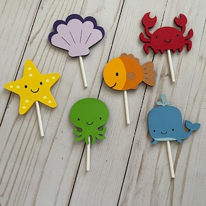 Under The Sea Cupcake Toppers / Ocean Themed Party Decorations / Sea Creature Themed Party / Ocean Themed Cupcake Toppers / Sea Themed Decor