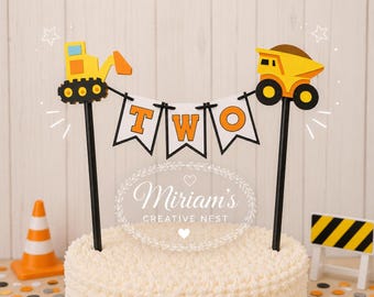 Construction Cake Topper: Birthday Party Cake Bunting