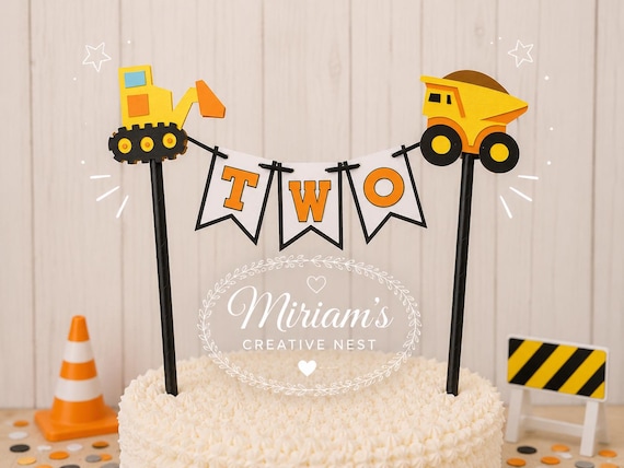 Construction Cake Topper: Birthday Party Cake Bunting