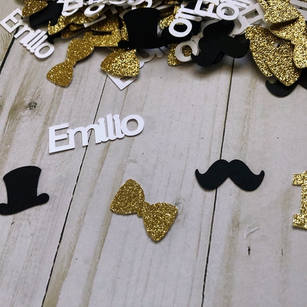 Mustache Bow Tie Confetti / Little Man Party Cutouts / Little Man Baby Shower / Little Man Party Decor / Boy Baby Shower / Party Decorations