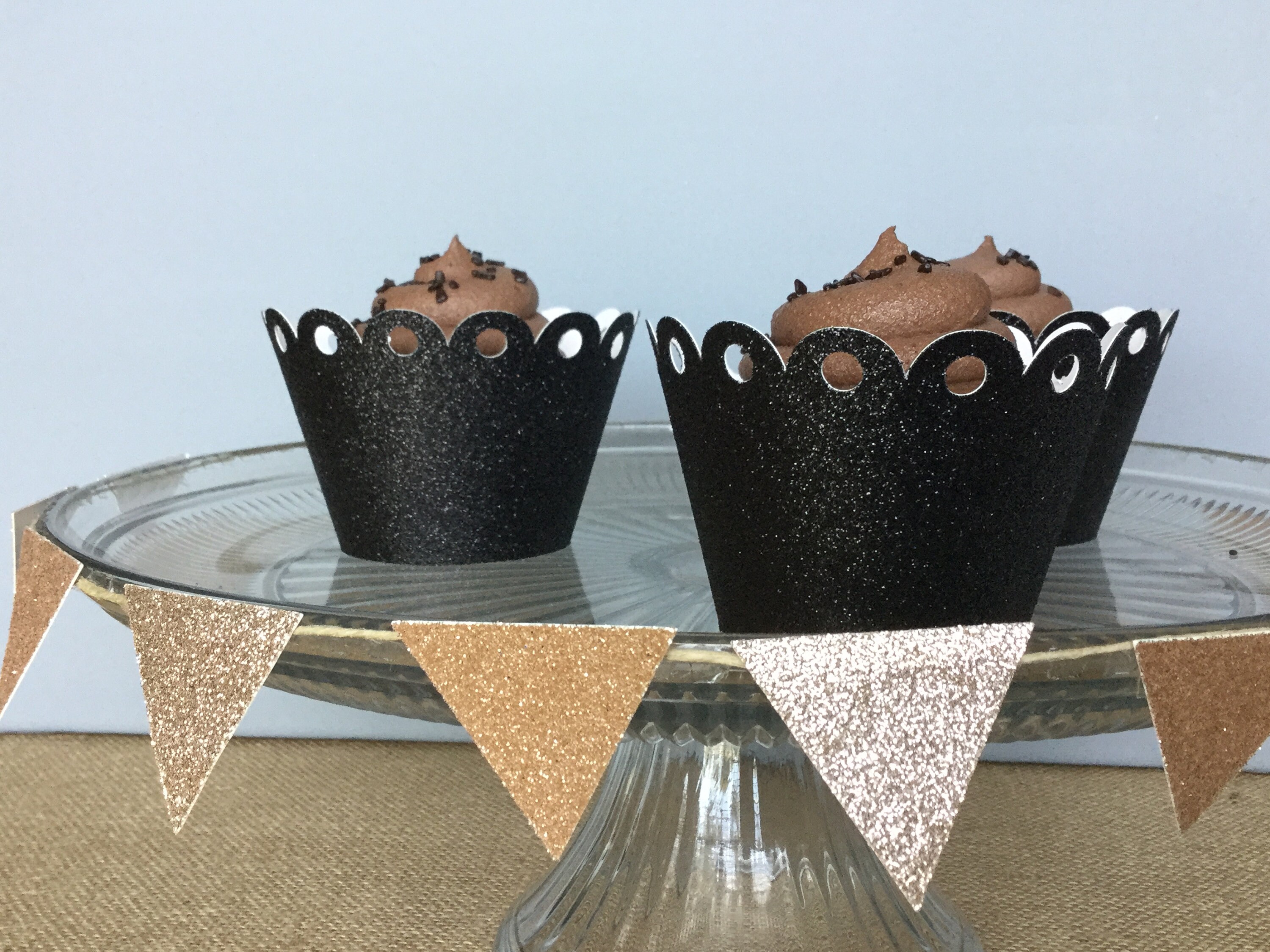 Black Cupcake Wrappers Black Cake Decorations Black Party Decorations Pirate Theme Party Decorations Construction Theme Party