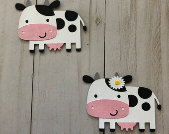 24 Pcs Pink Cow Centerpiece Sticks - Cow Print Party Decorations For Farm Animal Birthday & Baby Shower