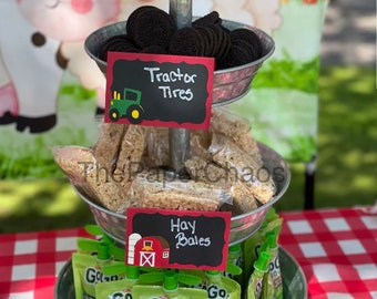 Farm Theme Black Label Food Tent Cards: Barnyard Birthday Party
