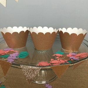 Rose Gold Cupcake Wrappers / Champagne Gold Cupcake Wrappers / Glitter Cupcake Wrappers / Party Cupcake Wrappers / Birthday Cupcake Wrappers