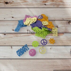 Groovy Theme Party Confetti / 70s Theme Party Decorations / 60s Theme Party Decorations / Peace Sign Party Decorations / Smiley Face Theme
