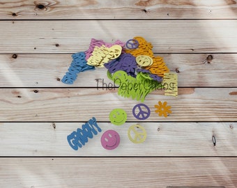 Groovy Theme Party Confetti / 70s Theme Party Decorations / 60s Theme Party Decorations / Peace Sign Party Decorations / Smiley Face Theme