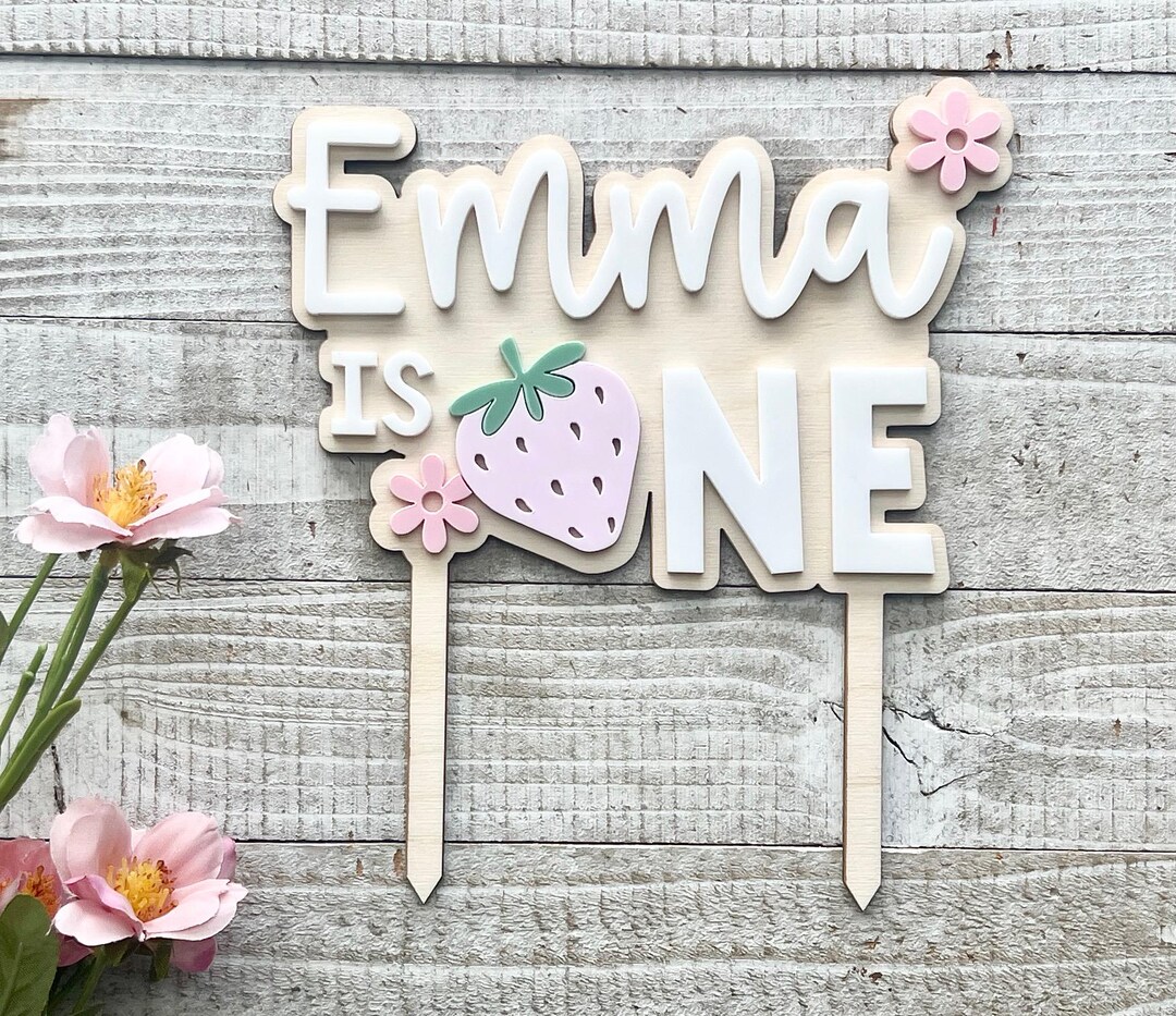 Berry First Cake Topper - Personalized Strawberry 1st Birthday Party ...