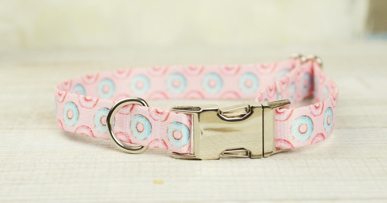 blue and pink donuts donut dog accessory donut dog collar Pink Donut Dog Collar