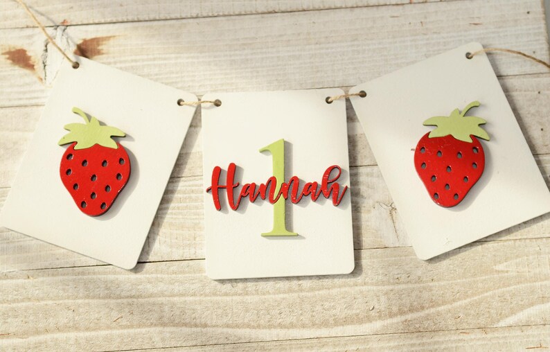 Highchair Banner 1st birthday Strawberry Highchair Banner Strawberry Party Strawberry Birthday Decoration Strawberry Theme