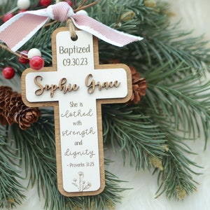 NEW Baptism Ornament - Baptism Gift, Personalized Baptism Christmas Tree Ornament, Godparent Gift, Bible Verse Christmas