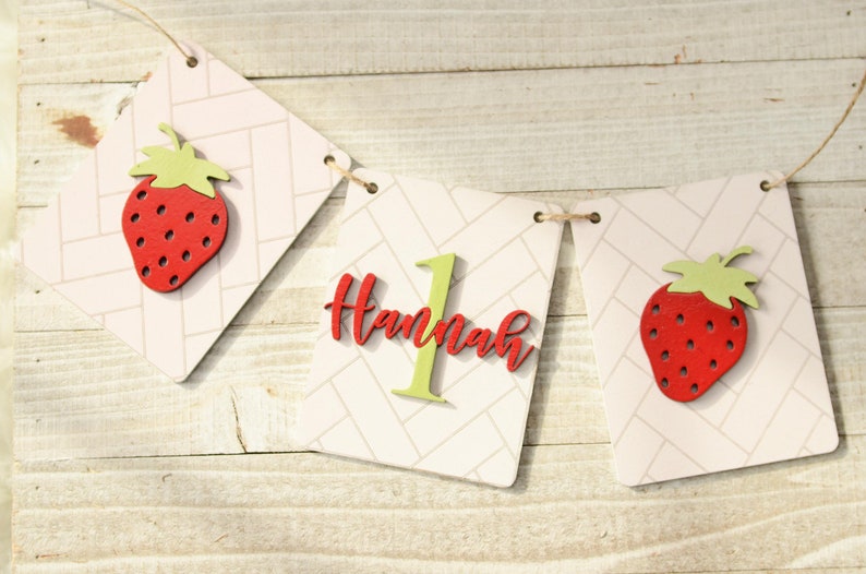 Highchair Banner 1st birthday Strawberry Highchair Banner Strawberry Party Strawberry Birthday Decoration Strawberry Theme