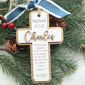 Personalized Baptism Ornament - Joshua 1 9 bible verse baptism gift, Godparent gift, Godchild gift, Baptism gift