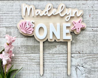 Personalized Under The Sea 1st Birthday Cake Topper: Mermaid Party Decor