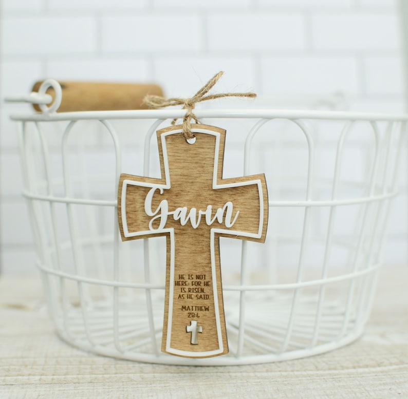 Easter Basket Tag With Bible Verse Cross Easter Basket Etsy
