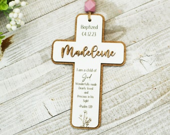 Baptism Gift - Child of God, Psalm 139, Personalized Wall Cross for home or nursery,