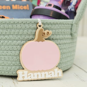Halloween Basket Tag - Boo Basket, Halloween Kid Gift, Cat Name Tag, Halloween Witch Gift