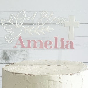 Baptism Cake Topper I God Bless Cake Topper I First Communion Cake Topper I Confirmation Cake Topper I Baby Dedication I Church Cake Topper