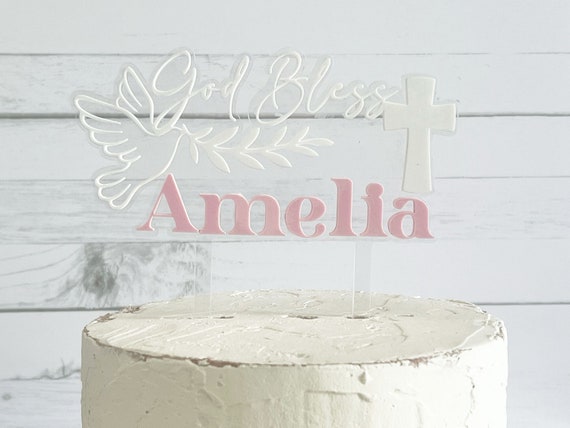 Baptism Cake Topper I God Bless Cake Topper I First Communion Cake Topper I Confirmation Cake Topper I Baby Dedication I Church Cake Topper