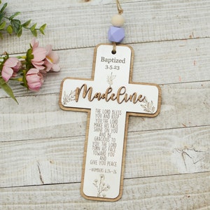 Baptism Cross Wall Decor - Baptism Gift, Child of God Cross, Christening Gift, Baby Dedication gift, Nursery Cross, Nursery Prayer