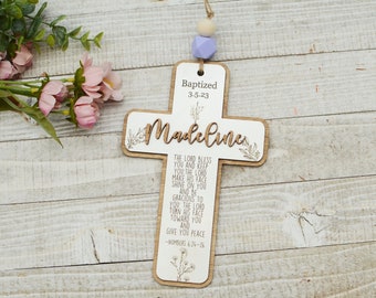 Baptism Cross Wall Decor - Baptism Gift, Child of God Cross, Christening Gift, Baby Dedication gift, Nursery Cross, Nursery Prayer