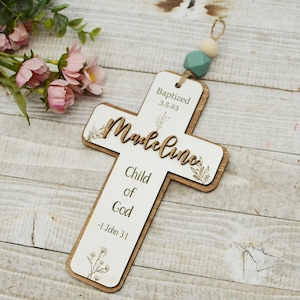 Baptism Cross Wall Decor - Baptism Gift, Child of God Cross, Christening Gift, Baby Dedication gift, Nursery Cross, Nursery Prayer