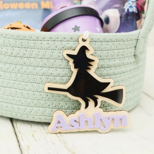 Halloween Basket Tag - Boo Basket, Halloween Kid Gift, Cat Name Tag, Halloween Witch Gift