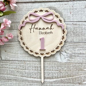 Ribbon Bow Cake Topper - First Birthday Cake Topper 2nd Birthday First Birthday bow 2nd Birthday Cake Topper Coquette Cake Topper