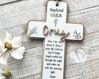 Personalized Cross Gift I Wall Baptism Cross I Now I Lay Me Down To Sleep I Pray The Lord My Soul To Keep