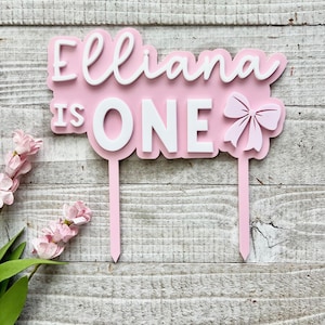 Bow Birthday Cake Topper - Bow Party, 1st Birthday Cake topper, ribbon cake, tutu cute cake topper, Bow Theme Party