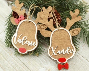 Personalized Reindeer Christmas Ornament - 2023 Christmas Ornament with name, Family Ornament