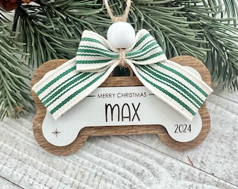 2026 Christmas Dog Ornament - Bone Shape Ornament Personalized