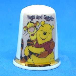 Birchcroft China Thimble  - Hugs & Giggles - Free Dome Gift Box