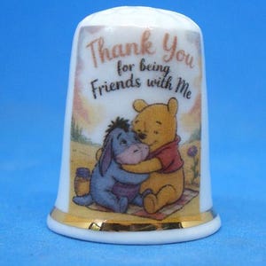 Birchcroft Porcelain China Thimble -- Thank You for being Friends ---- Free Dome Gift Box