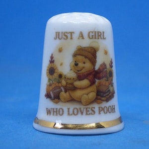 Birchcroft Porcelain China Thimble -- Just a Girl Who Loves ---- Free Dome Gift Box
