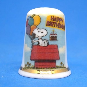 Birchcroft Porcelain China Thimble  - Happy Birthday - Free Dome Gift Box