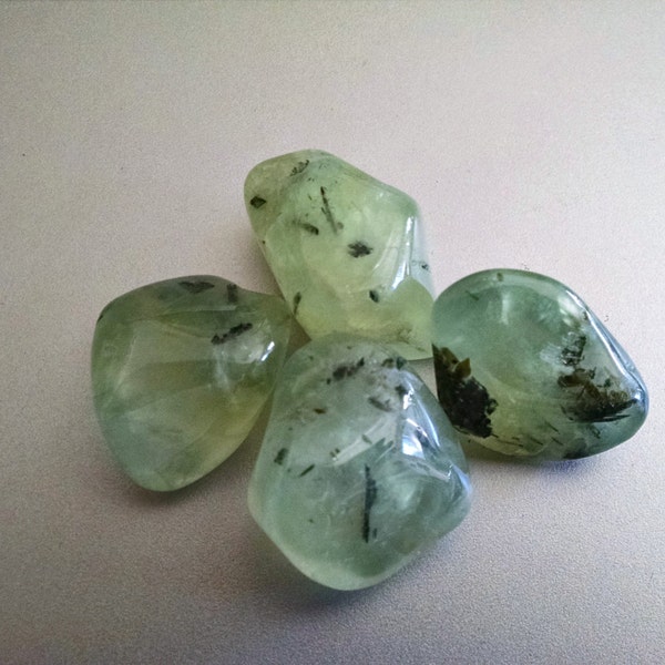 Prehnite with Epidote Stone Crystals - Large Tumbled