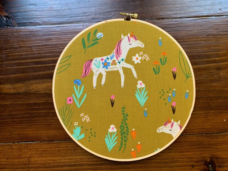 Unicorn Fabric Framed Earring Holder Hoop Art