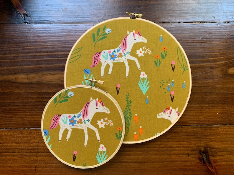 Unicorn Fabric Framed Earring Holder Hoop Art