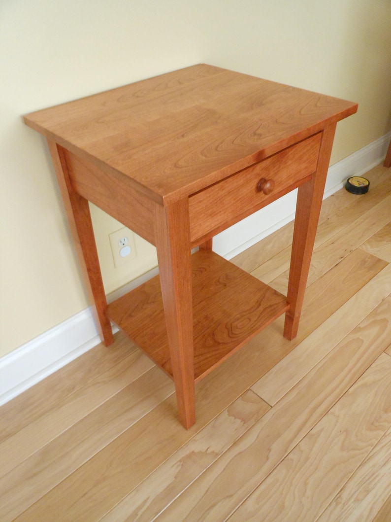 Cherry Nightstand/Bedside/End Shaker Style Table with Shelf & Etsy