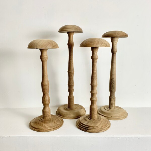 French Vintage Solid Walnut Wood Hat Stand - Medium Hat Stands 38-43cm - Turned Wood Hat Stand