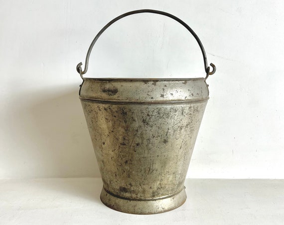 Rare French Antique Milk Bucket - Shabby Chic Garden Bucket - Well Bucket - French Country Garden Decor - Fabulous Patina
