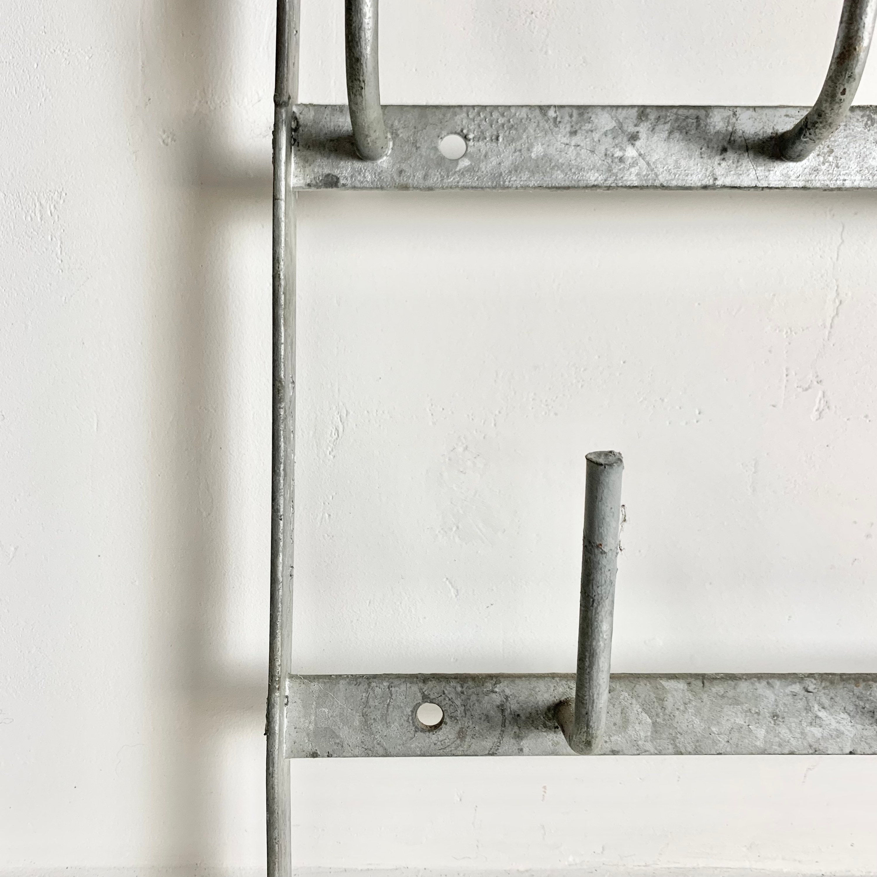 French Antique Zinc Bottle Drying Rack Rare Flat Wall Mount Bottle