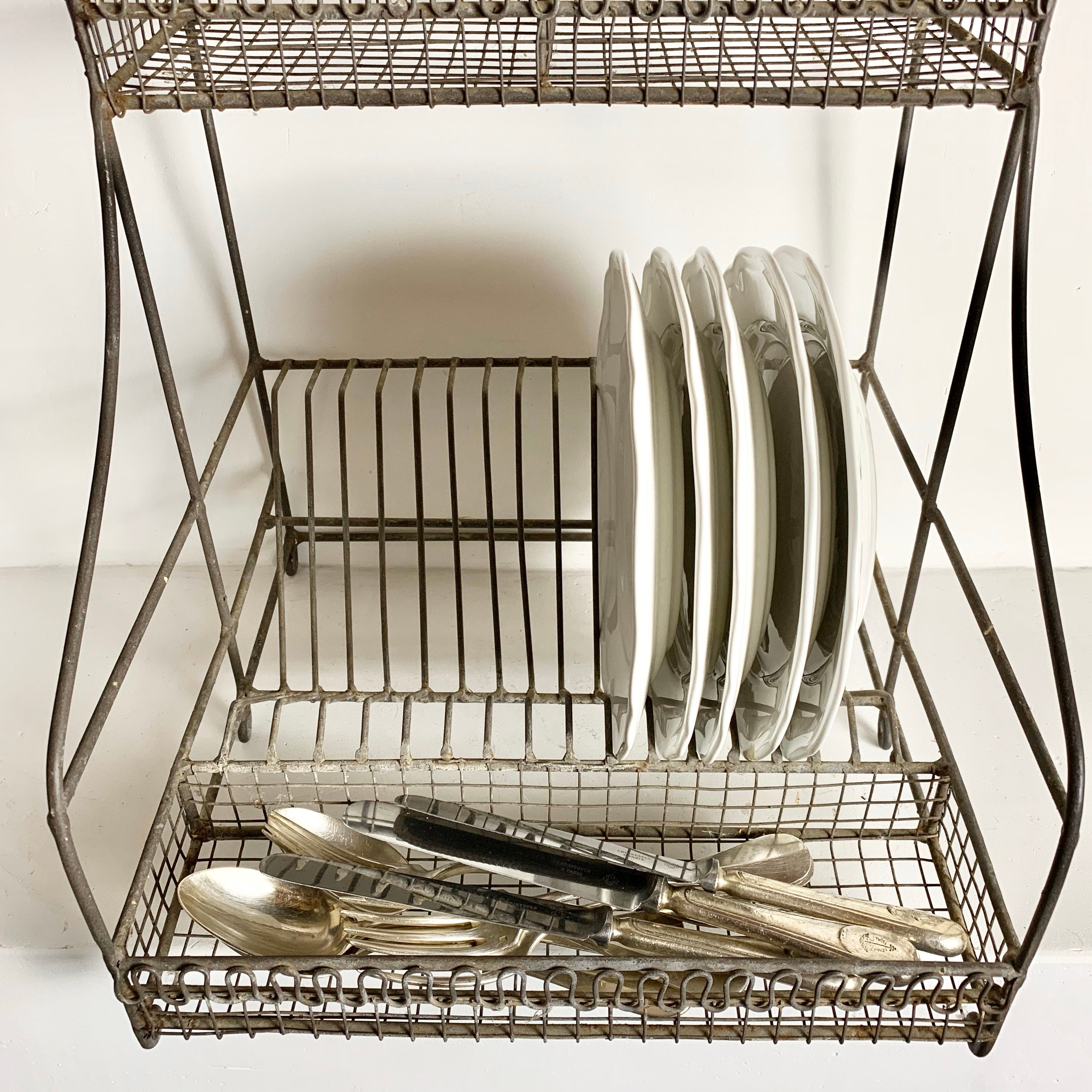 French Vintage Dish Rack Dish Strainer Dish Drying Rack Iron Wire