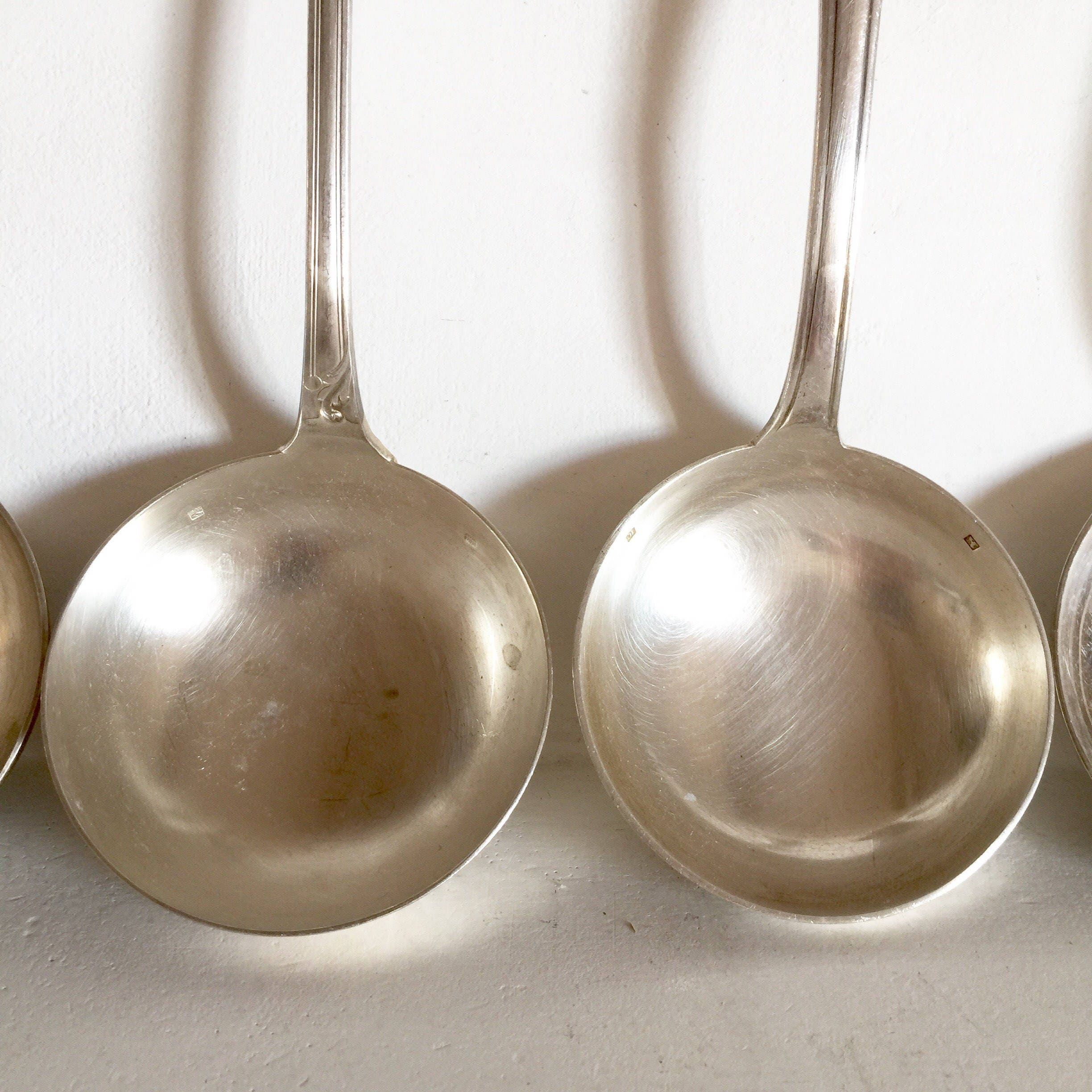 French Antique Silver Ladle Shabby Chic French Table Antique Ladle