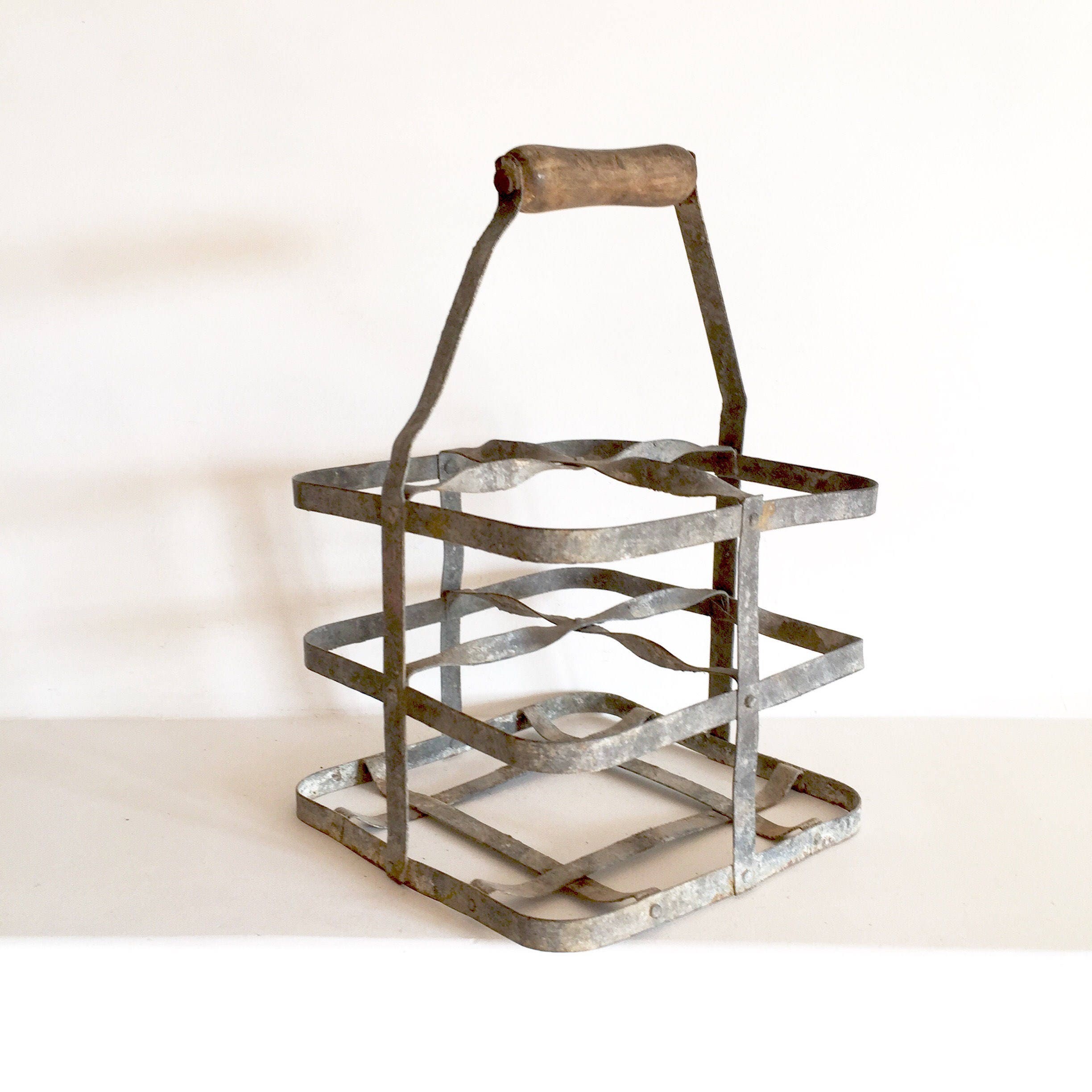 RESERVED 4 MEGGIE Antique French Zinc Bottle Carrier Wine Bottle Caddy French Vintage