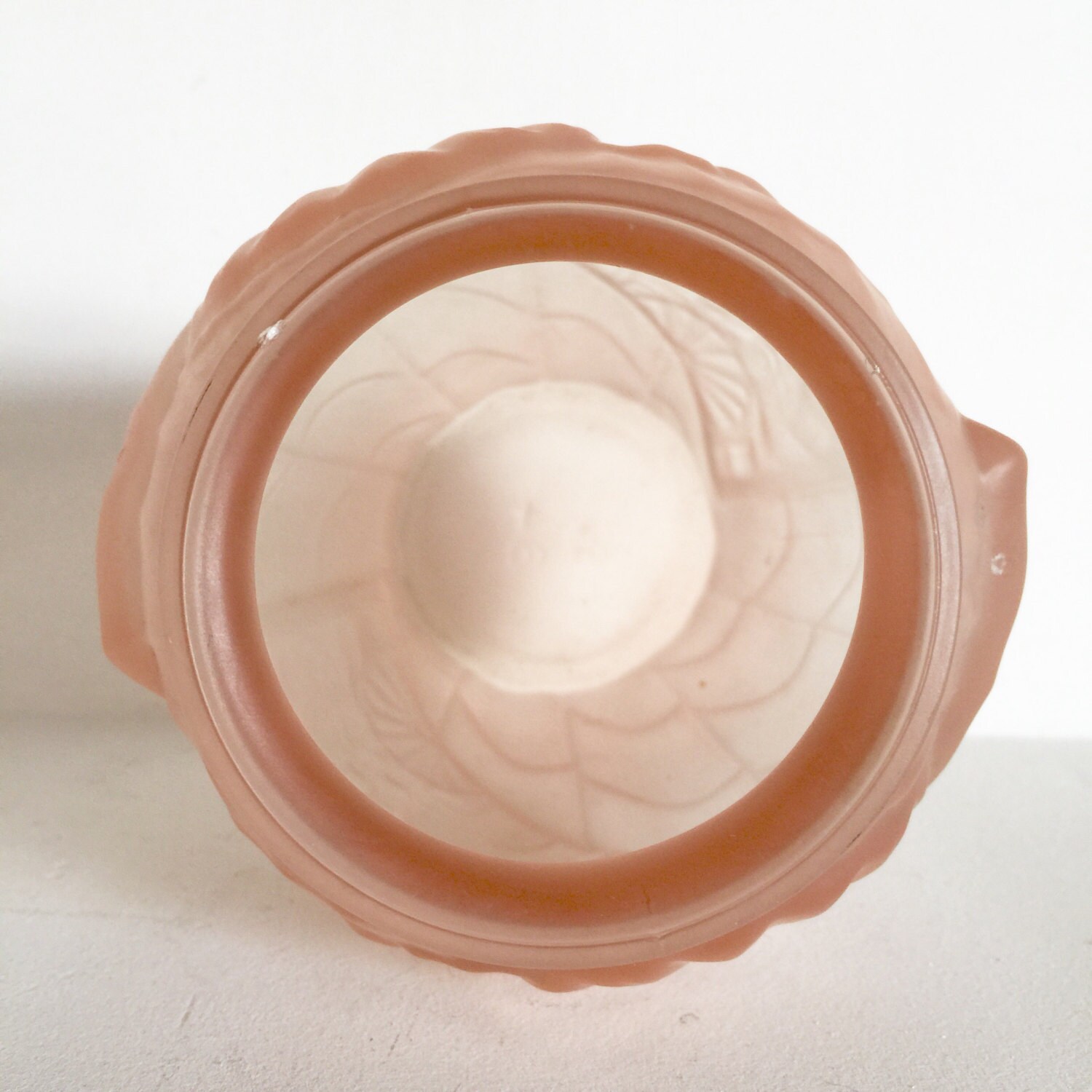 French Antique Pink Frosted Glass Vase Art Deco Pink Glass Vase