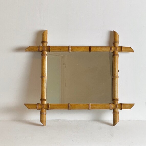 French Antique Faux Bamboo Mirror 1920 S Small French Antique Faux Bamboo Mirror 1920